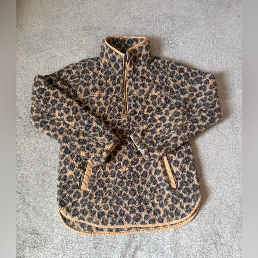 Abercrombie & Fitch Leopard Sherpa
Jacket Womens M Half Zip Fleece Cozy
Y2K - Picture 3 of 14